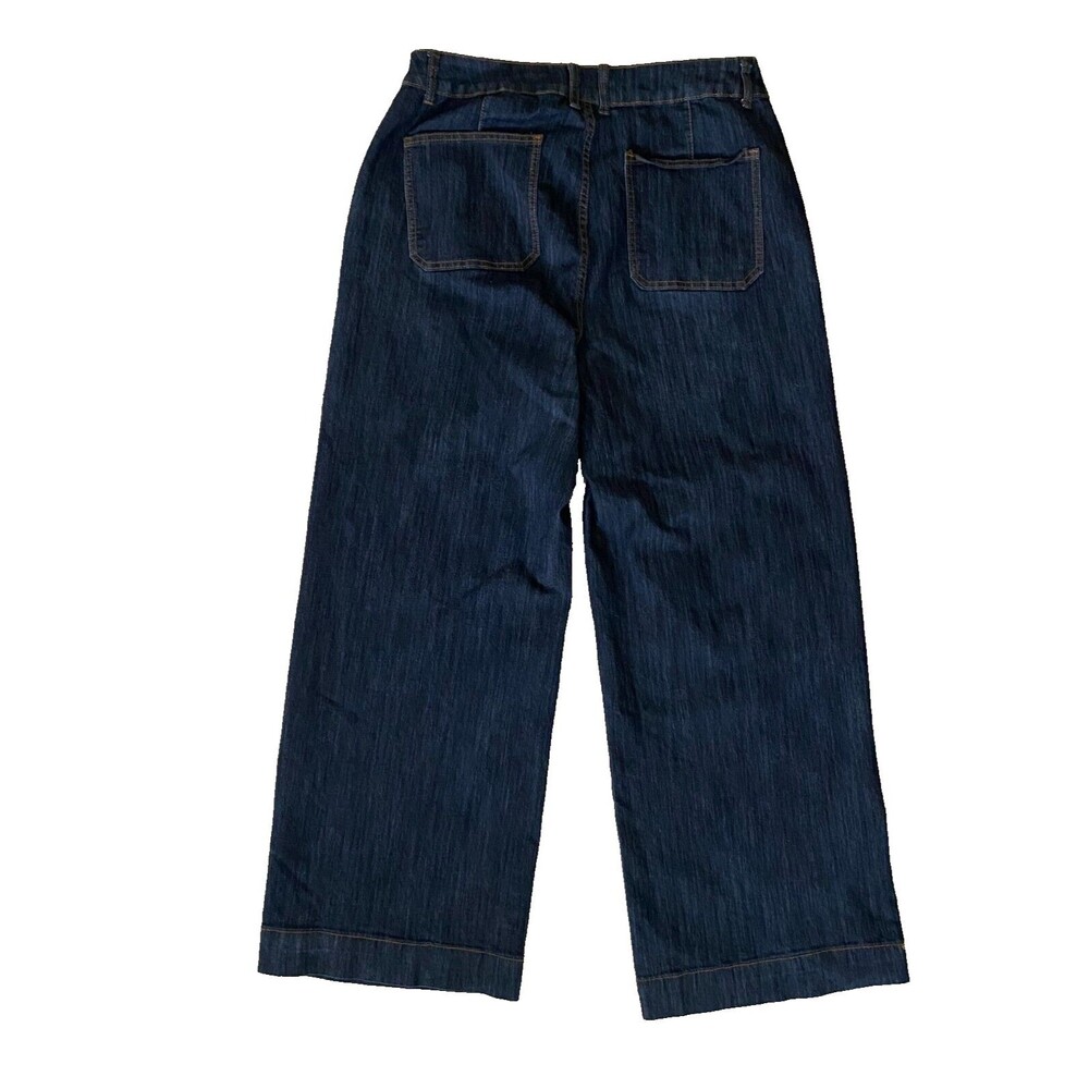 Ashley Stuart Wide Leg Jeans Women 16 Blue Excellent High Rise Zip Pockets Denim - Picture 2 of 11